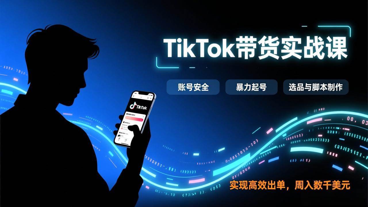 (17278期)TikTok带货实战课,涵盖账号安全、暴力起号、选品与脚本制作,实现高效出单,周入数千美元-凡人轻创