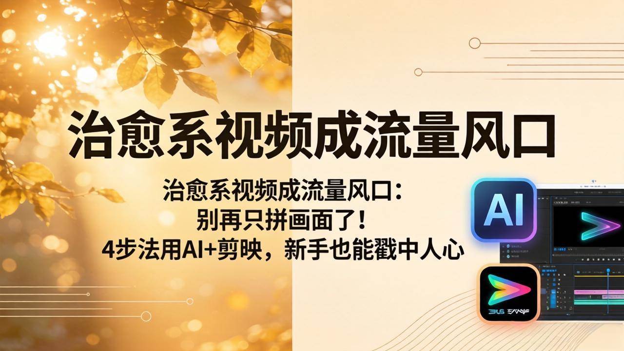 （18219期）治愈系视频成流量风口：别再只拼画面了！4步法用AI+剪映，新手也能戳中人心-凡人轻创