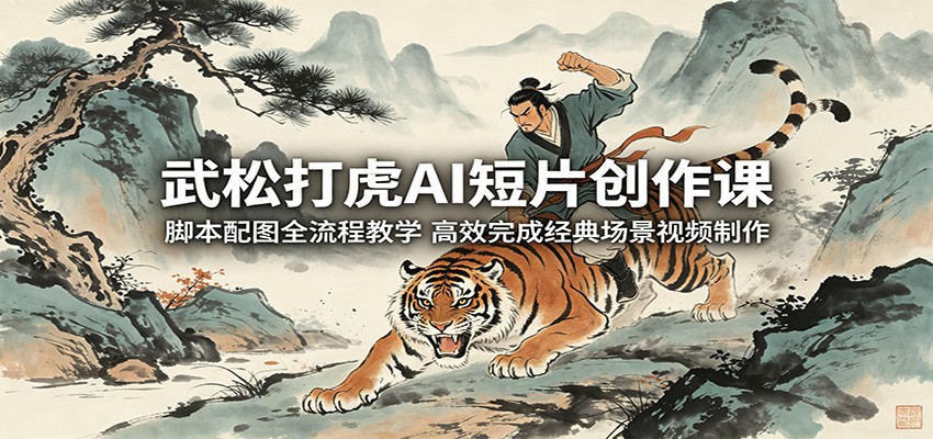 武松打虎AI短片创作课:脚本配图全流程教学,高效完成经典场景视频制作-凡人轻创