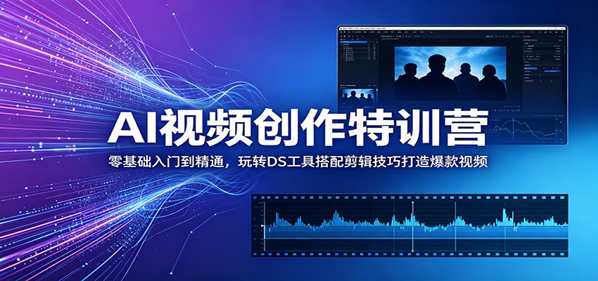 AI视频创作特训营:零基础入门到精通,玩转DS工具搭配剪辑技巧打造爆款视频-凡人轻创