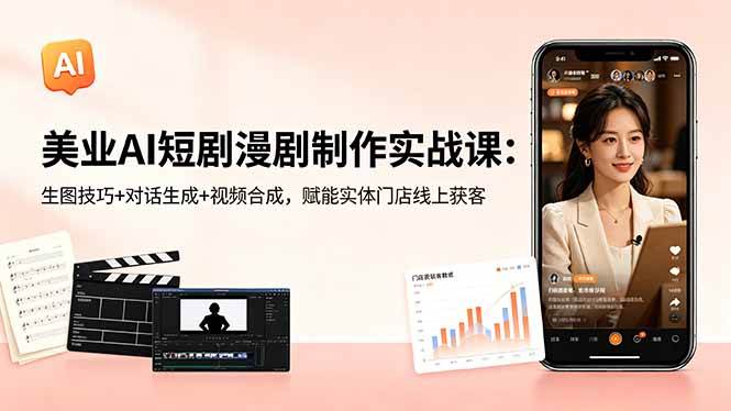 （18536期）美业AI短剧漫剧制作实战课：生图技巧+对话生成+视频合成，赋能实体门店线上获客-凡人轻创