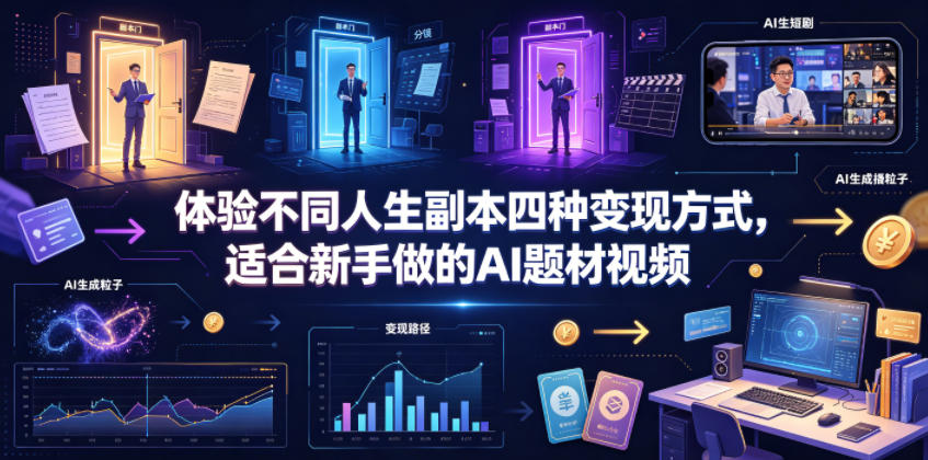 体验不同人生副本四种变现方式，适合新手做的AI题材视频-凡人轻创