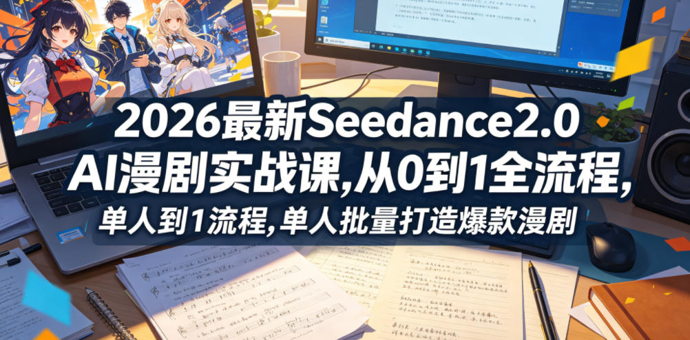 2026最新Seedance2.0 AI漫剧实战课,，从0到1全流程，单人批量打造爆款漫剧-凡人轻创