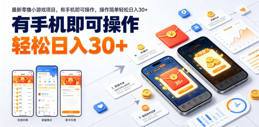 最新零撸小游戏项目，有手机即可操作，操作简单轻松日入30+-凡人轻创