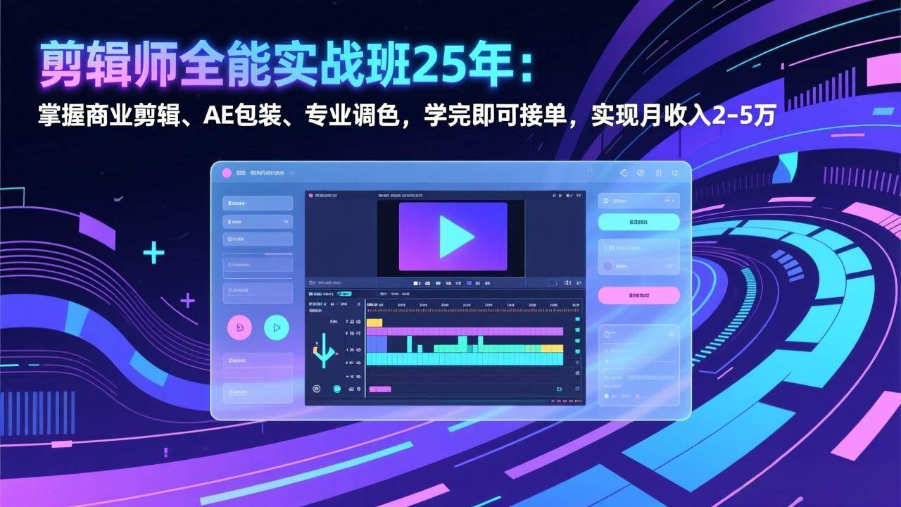（17294期）剪辑师全能实战班25年：掌握商业剪辑、AE包装、专业调色，学完即可接单，实现月收入2-5万-凡人轻创