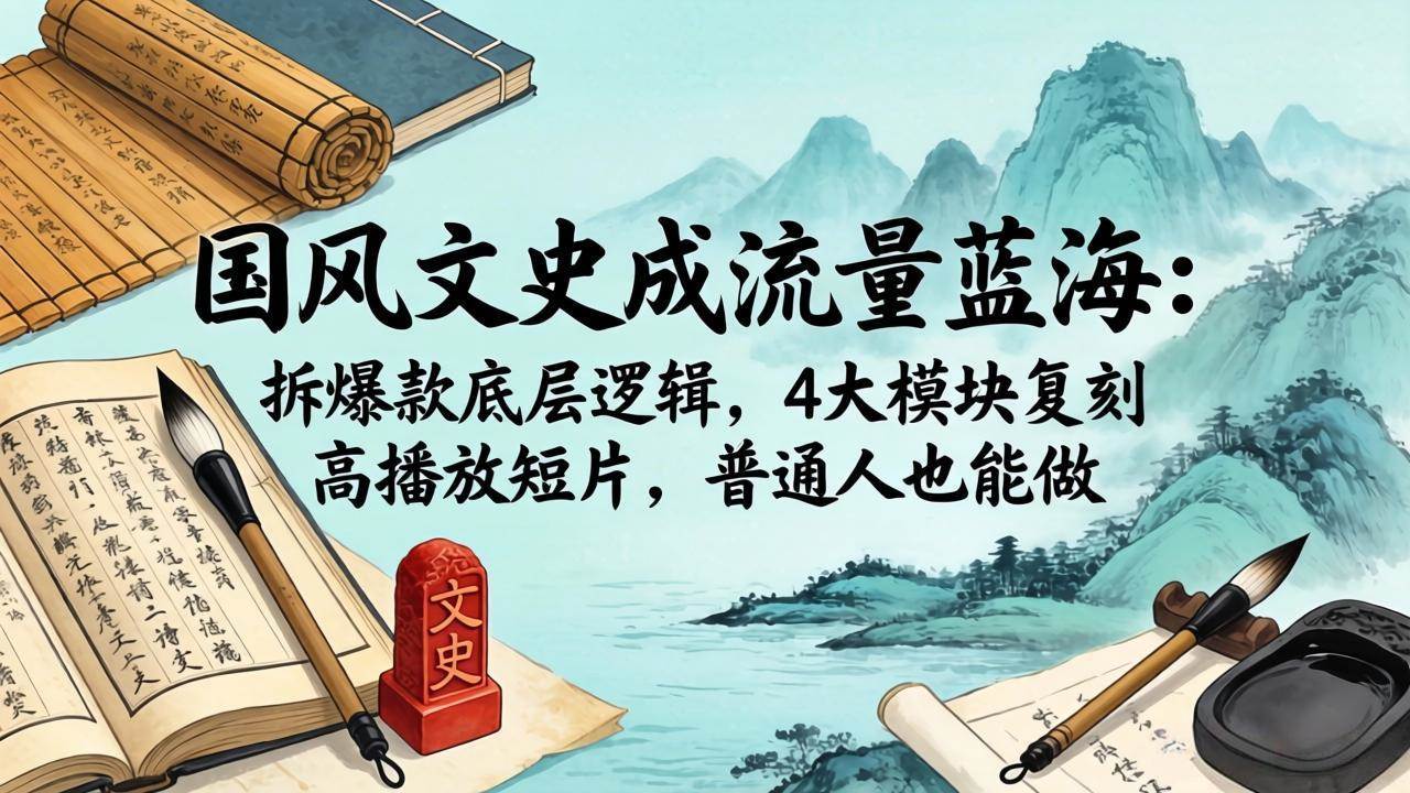 （18227期）国风文史成流量蓝海：拆爆款底层逻辑，4大模块复刻高播放短片，普通人也能做-凡人轻创