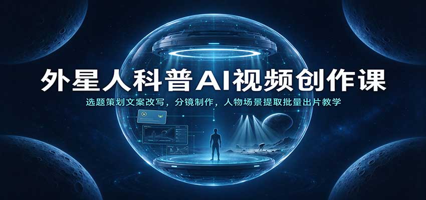 外星人科普AI视频创作课:选题策划文案改写,分镜制作,人物场景提取批量出片教学-凡人轻创
