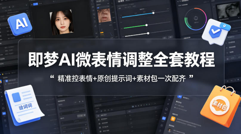 即梦AI微表情调整全套教程，精准控表情+原创提示词+素材包一次配齐-凡人轻创