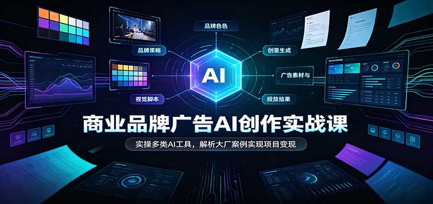 商业品牌广告AI创作实战课:实操多类AI工具,解析大厂案例实现项目变现-凡人轻创