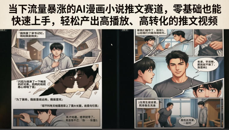 当下流量暴涨的AI漫画小说推文赛道，零基础也能快速上手，轻松产出高播放、高转化的推文视频-凡人轻创