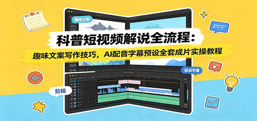 科普短视频解说全流程:趣味文案写作技巧,AI配音字幕预设全套成片实操教程-凡人轻创