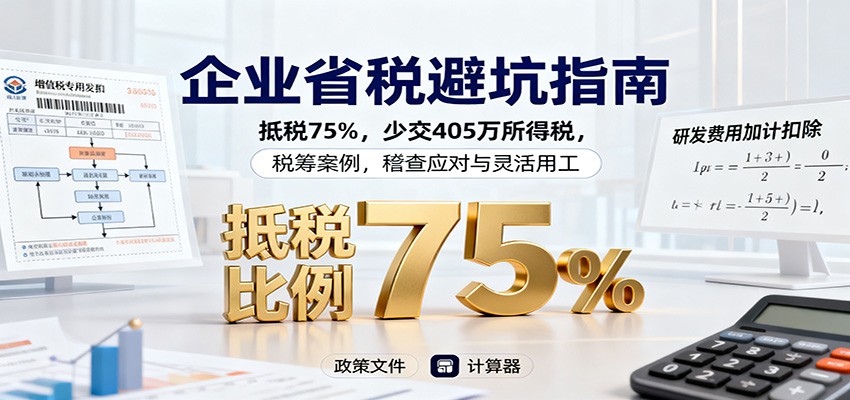 企业省税避坑指南：抵税75%，少交405万所得税，税筹案例，稽查应对与灵活用工-凡人轻创