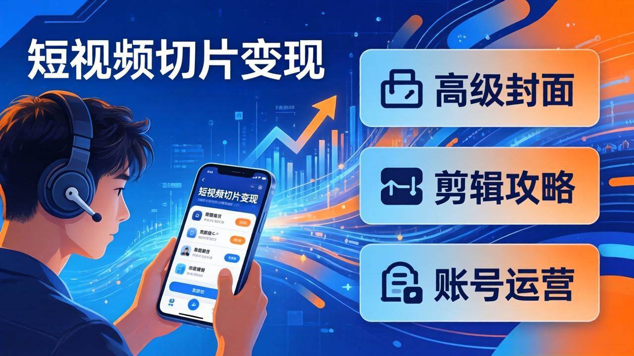 （17758期）短视频切片变现速成班2.0：高级封面+剪辑攻略+账号运营，0基础小白快速入局副业