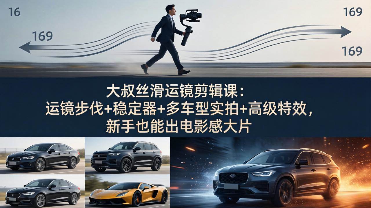 （18004期）大叔丝滑运镜剪辑课：运镜步伐+稳定器+多车型实拍+高级特效，新手也能出电影感大片-凡人轻创