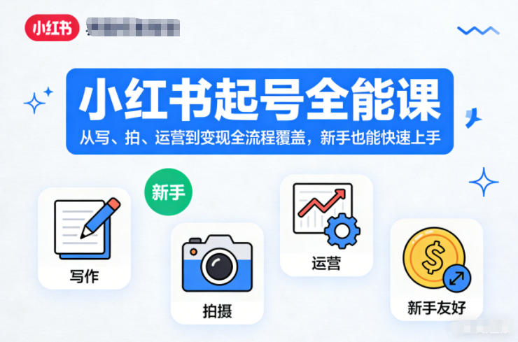 小红书起号全能课，从写、拍、运营到变现全流程覆盖，新手也能快速上手-凡人轻创