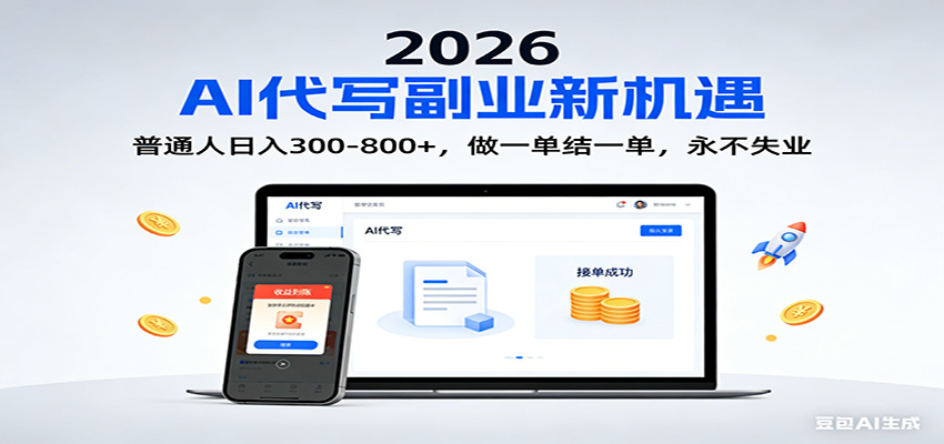 2026 副业首选!AI 代写日入 300-800,普通人0门槛,做一单结一单!-凡人轻创