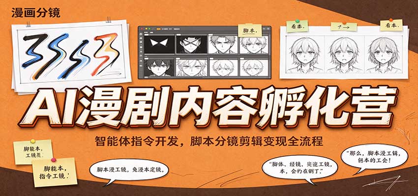 AI漫剧内容孵化营:智能体指令开发,脚本分镜剪辑变现全流程-凡人轻创