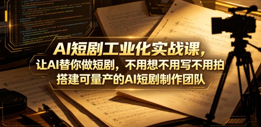 AI短剧工业化实战课,让AI替你做短剧,不用想不用写不用拍,搭建可量产的AI短剧制作团队-凡人轻创