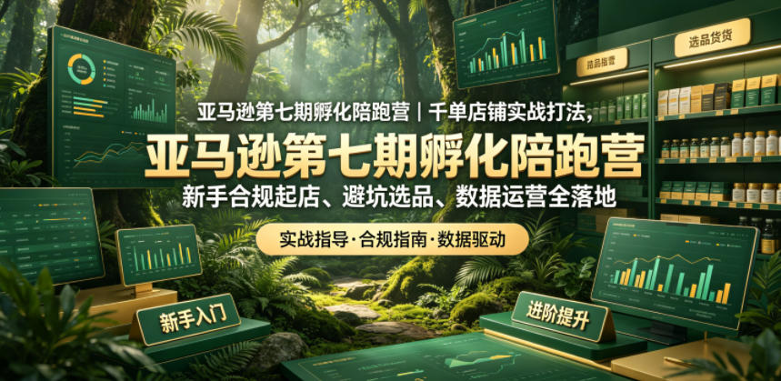 亚马逊孵化陪跑营｜千单店铺实战打法，新手合规起店、避坑选品、数据运营全落地（更新0708）-凡人轻创