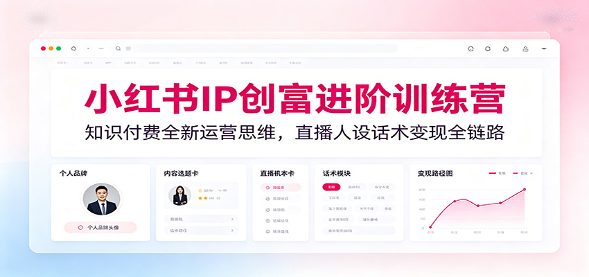 小红书IP创富进阶训练营:知识付费全新运营思维,直播人设话术变现全链路-凡人轻创
