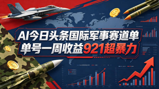 AI今日头条国际军事赛道，单号一周收益921，超暴力-凡人轻创