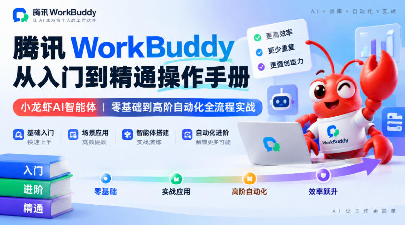 腾讯WorkBuddy从入门到精通操作手册｜小龙虾AI智能体，零基础到高阶自动化全流程实战【文档】-凡人轻创