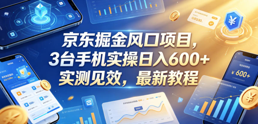 京东掘金风口项目,3台手机实操日入600+,实测见效,最新教程【揭秘】-凡人轻创
