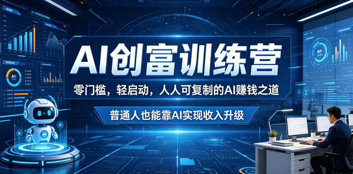AI创富训练营，零门槛，轻启动，人人可复制的AI賺钱之道，普通人也能靠AI实现收入升级-凡人轻创