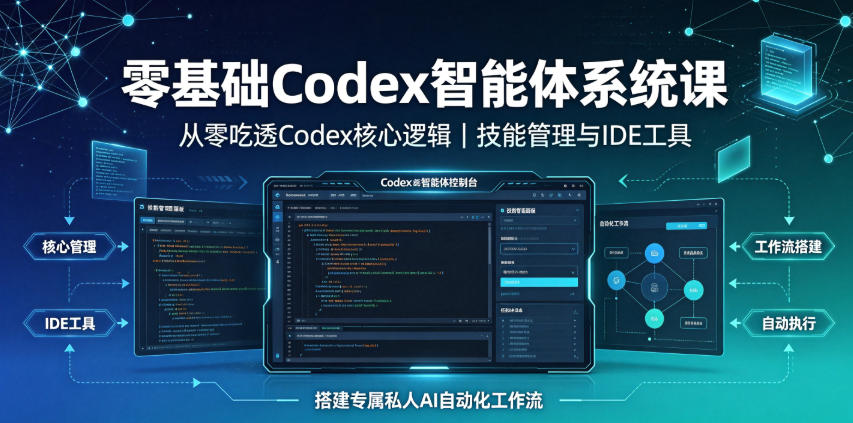 零基础Codex智能体系统课｜从零吃透Codex核心逻辑、技能管理与IDE工具，搭建专属私人AI自动化工作流-凡人轻创