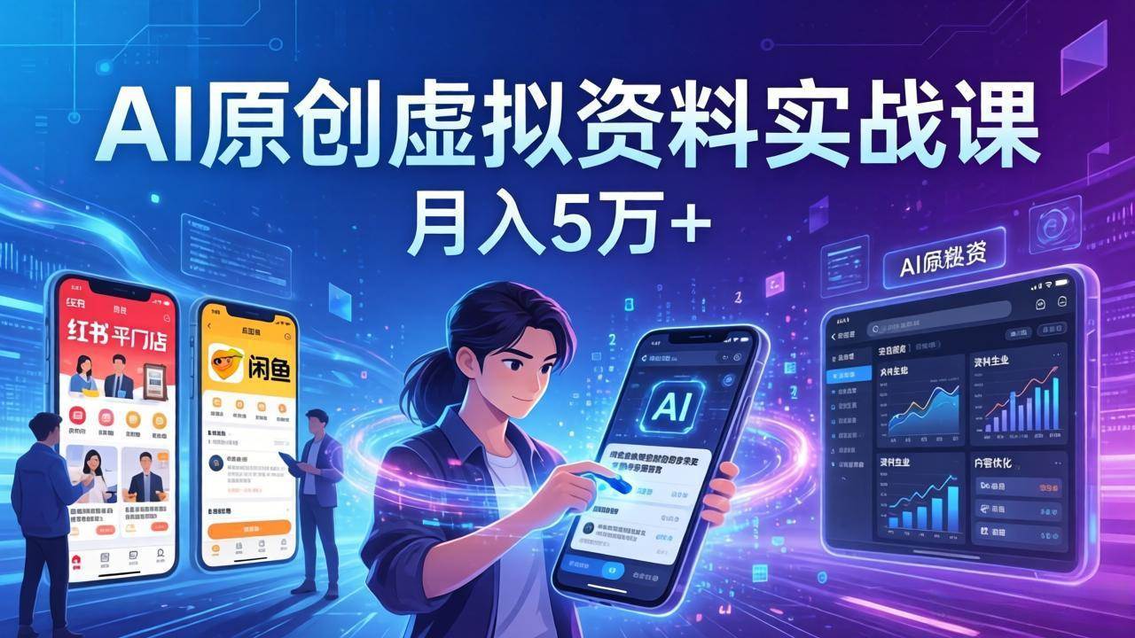 （17657期）AI原创虚拟资料实战课：2026新机会，小红书闲鱼开店，普通人用AI轻松变现，月入5万+-凡人轻创