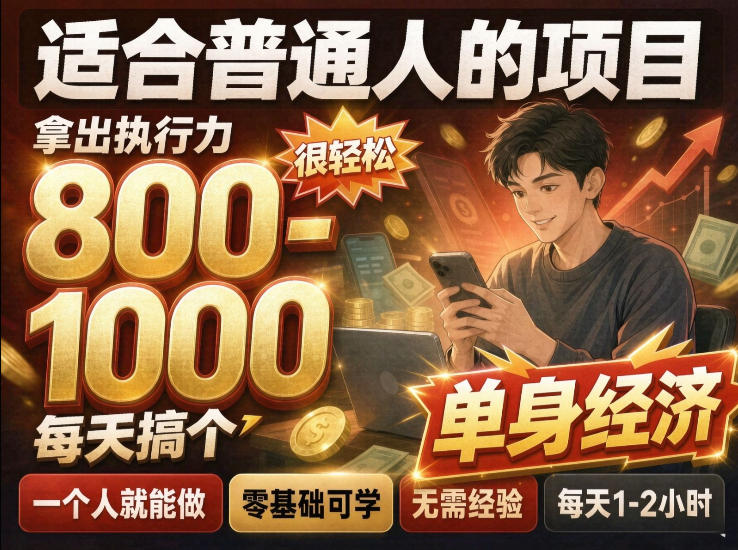 单身交友社群,普通人拿出执行力一个人每天搞个800-1k很轻松,普通人随时入局,无需经验【揭秘】-凡人轻创