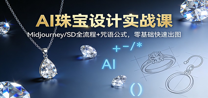 AI珠宝设计实战课：Midjourney/SD全流程+咒语公式，零基础快速出图-凡人轻创