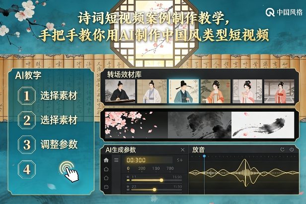 古诗词短视频案例制作教学,手把手教你用AI制作中国风类型短视频-凡人轻创
