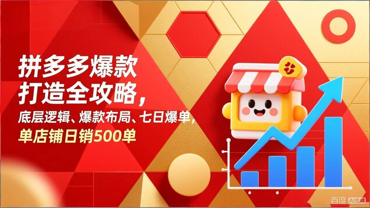 （17346期）拼多多爆款打造全攻略，底层逻辑、爆款布局、七日爆单，单店铺日销500单-凡人轻创