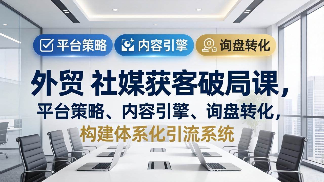 （17901期）外贸 社媒获客破局课，平台策略、内容引擎、询盘转化，构建体系化引流系统（更新26年3月）-凡人轻创