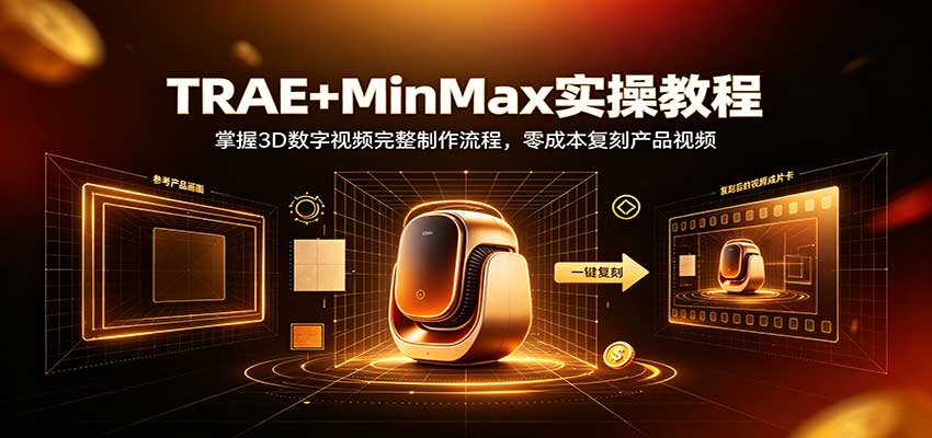 TRAE+MinMax实操教程:3D数字视频完整制作流程,零成本复刻产品视频-凡人轻创