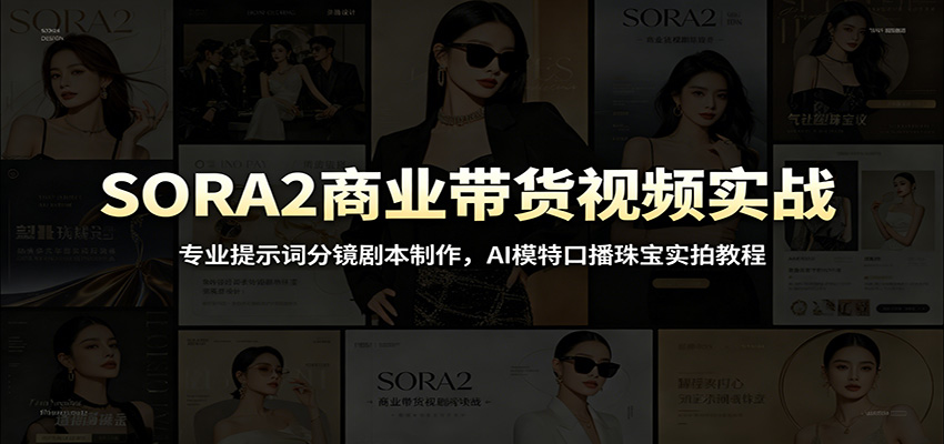 SORA2商业带货视频实战：专业提示词分镜剧本制作，AI模特口播珠宝实拍教程-凡人轻创