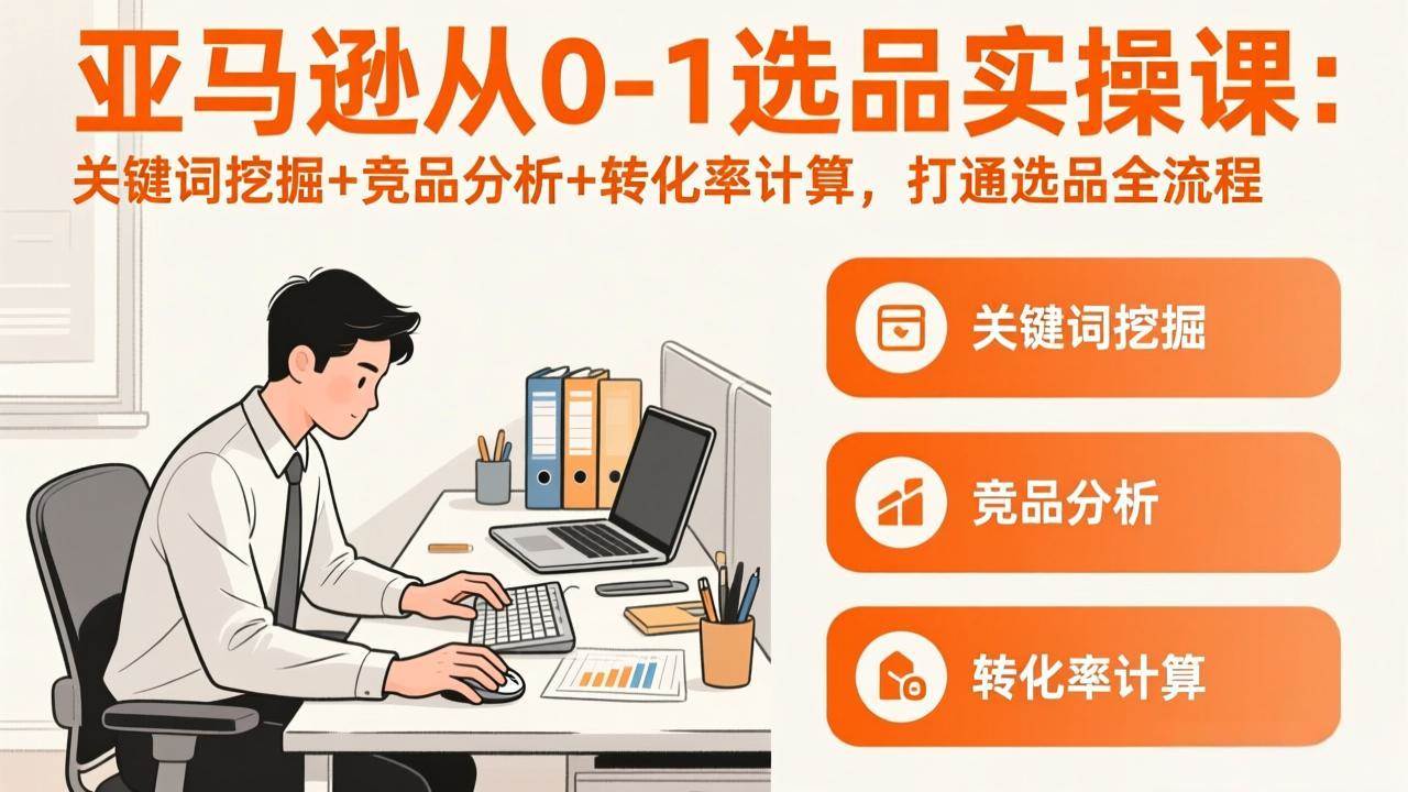 （17567期）亚马逊从0-1选品实操课(更新3月)：关键词挖掘+竞品分析+转化率计算，47节打通选品全流程-凡人轻创