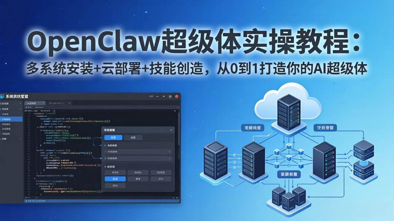（17603期）OpenClaw-小龙虾 超级体实操教程：多系统安装+云部署+技能创造，从0到1打造你的AI超级体-凡人轻创
