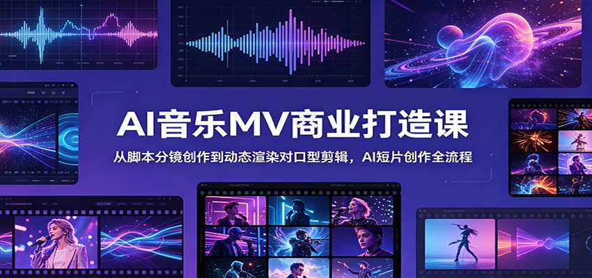 AI音乐MV商业打造课:从脚本分镜创作到动态渲染对口型剪辑,AI短片创作全流程-凡人轻创