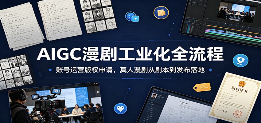 AIGC漫剧工业化全流程：账号运营版权申请，真人漫剧从剧本到发布落地-凡人轻创