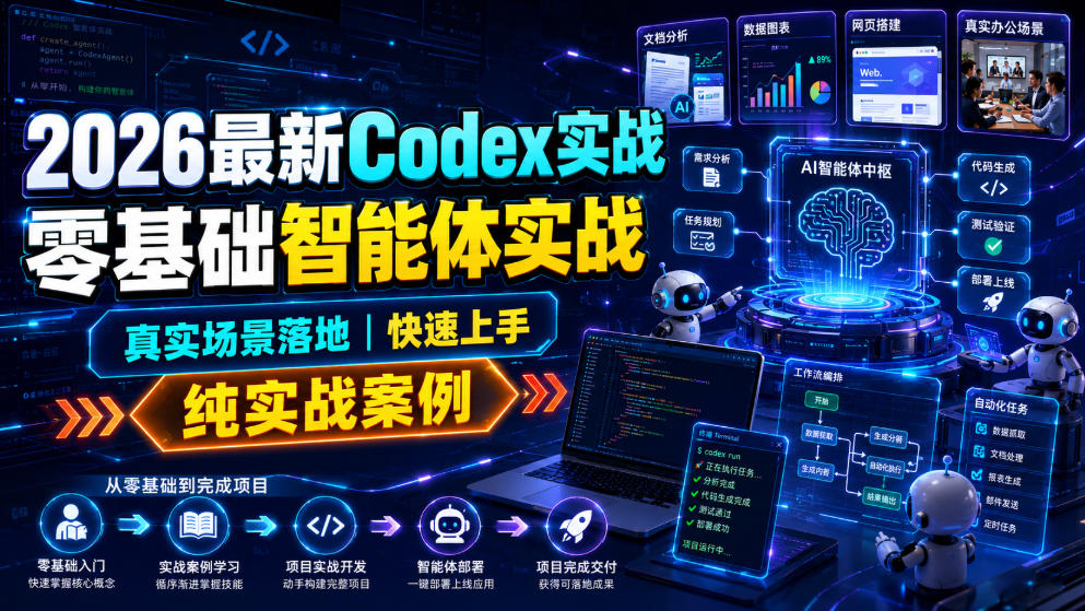 2026最新Codex实战零基础智能体实战,真实场景落地,快速上手,纯实战案例-凡人轻创