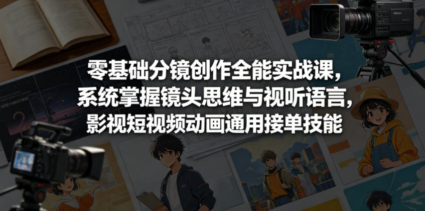 零基础分镜创作全能实战课,系统掌握镜头思维与视听语言,影视短视频动画通用接单技能-凡人轻创