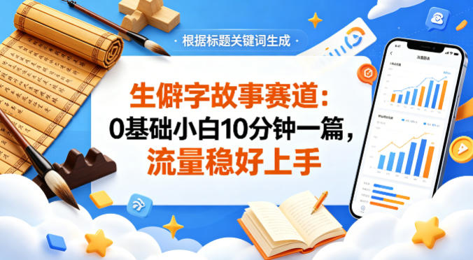 公众号流量主——生僻字故事赛道，流量稳，好上手，0基础小白也能10分钟一篇-凡人轻创