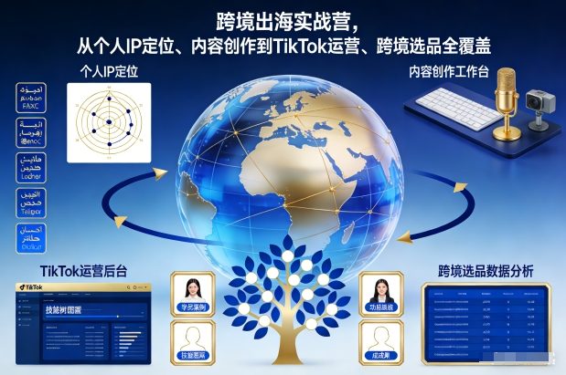 跨境出海实战营,从个人IP定位、内容创作到TikTok运营、跨境选品全覆盖-凡人轻创