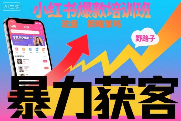 小红书爆款培训班，小红书获客野路子流量打法，暴力持续获客-凡人轻创