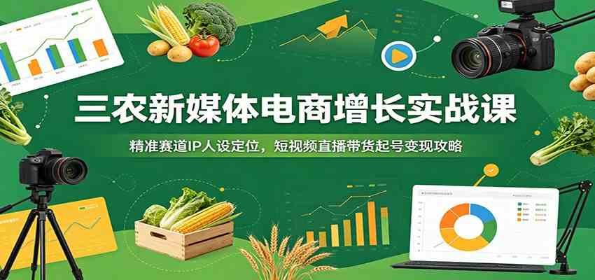 三农新媒体电商增长实战课：精准赛道IP人设定位，短视频直播带货起号变现攻略-凡人轻创
