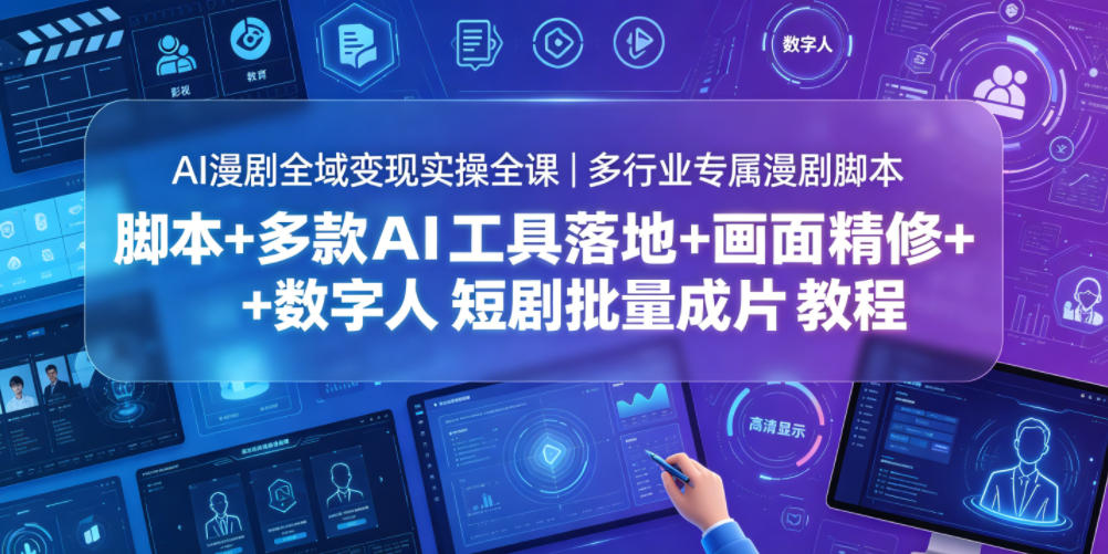 AI漫剧全域变现实操全课|多行业专属漫剧脚本+多款AI工具落地+画面精修+数字人短剧批量成片全教程-凡人轻创