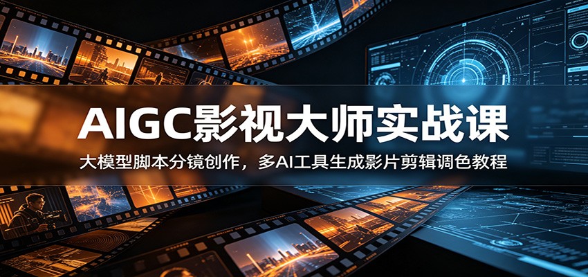 AIGC影视大师实战课：大模型脚本分镜创作，多AI工具生成影片剪辑调色教程-凡人轻创