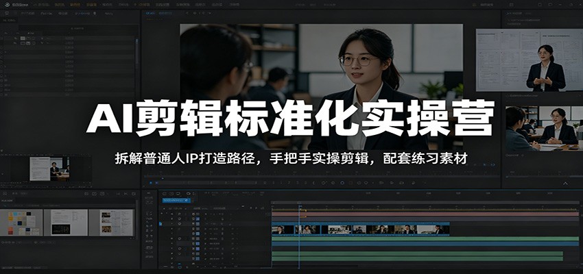 AI剪辑标准化实操营：拆解普通人IP打造路径，手把手实操剪辑，配套练习素材-凡人轻创